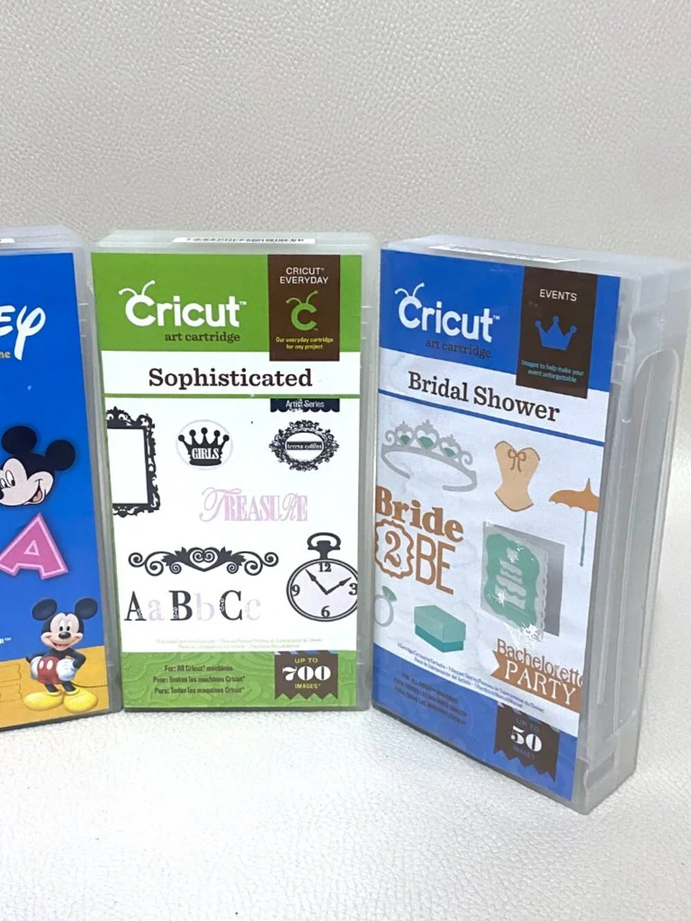 Lot of 7 Cricut Cartridges Disney Mickey Font Chalkboard Bridal Sophisticated